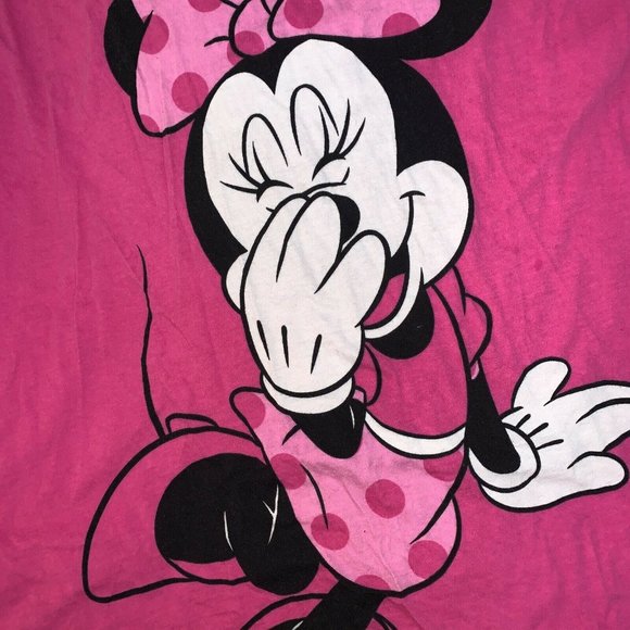 Disney Tall Womens Pink Minnie Mouse Short Sleeve T-shirt XL & Headband - Picture 3 of 11